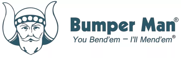 the bumper man logo is shown in black and white